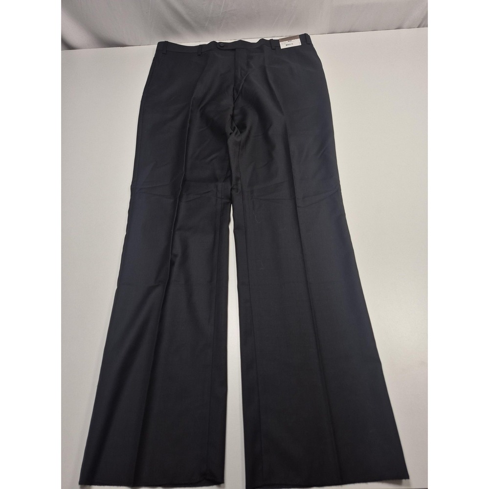 Prontomoda Dress Pants Mens 40x36 Black Super 140s Merino Wool Pleated NWT